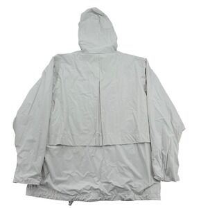 Outbrook White Hooded Rain Jacket Women M Vented Plaid Lined Lightweight Outside